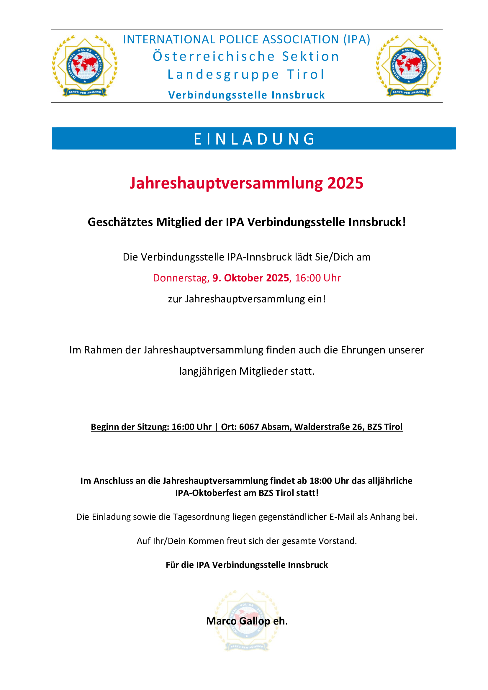 IPA 701 Ausschreibung Vorlage Mitgliederversammlung 2025