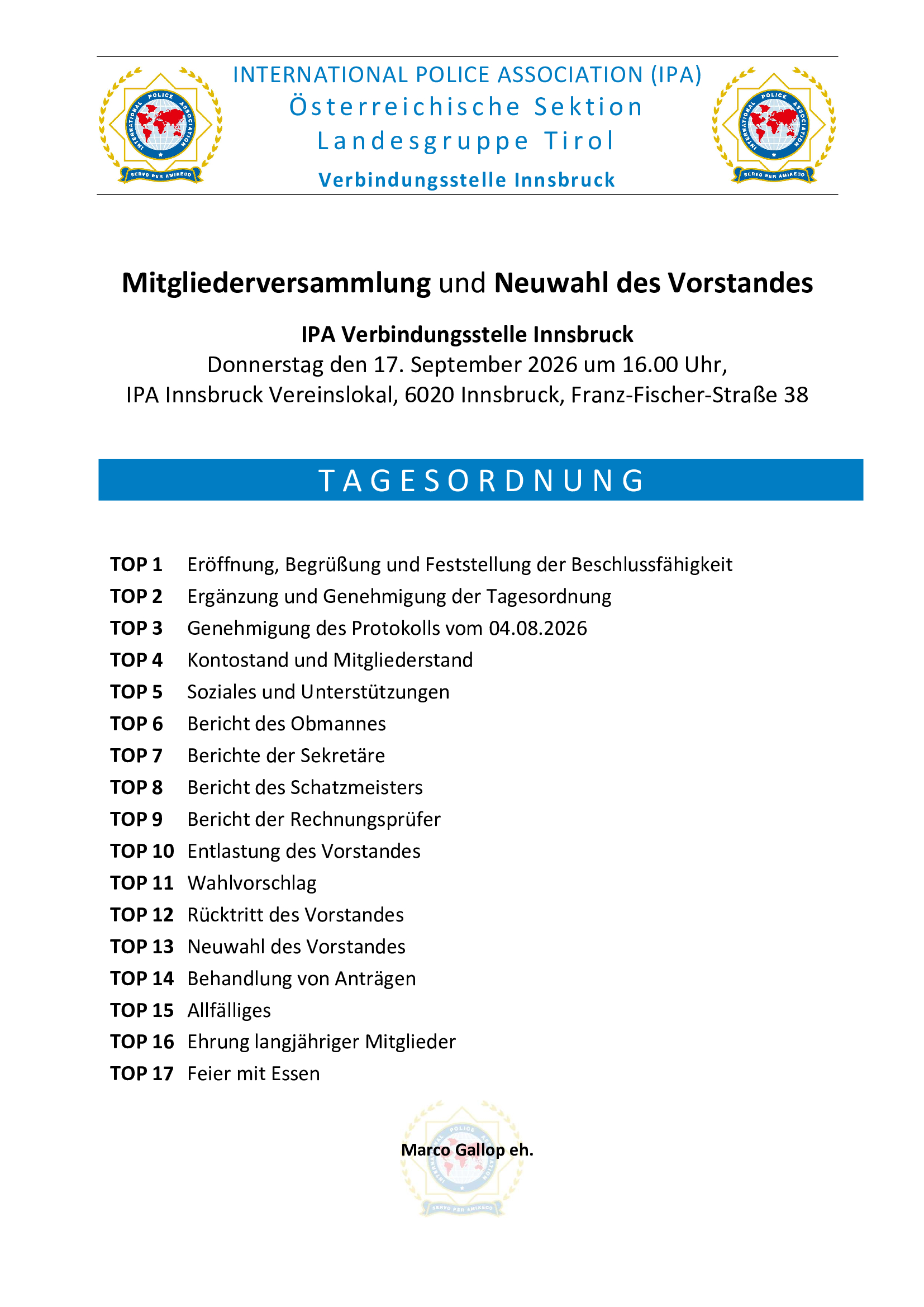 IPA 701 TAGESORDNUNG JHV 2026