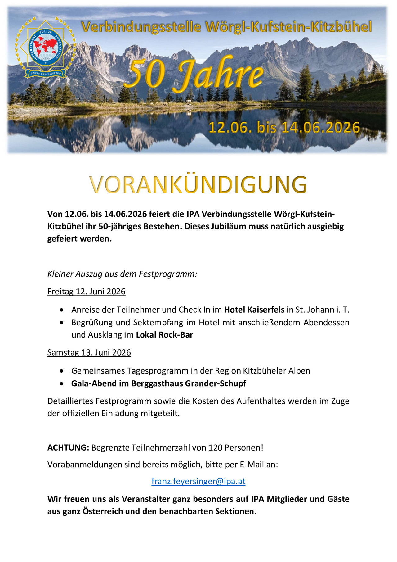 Vorankündigung Jubiläum